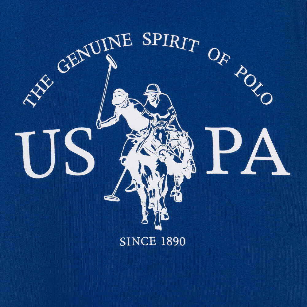 U.S. Polo Assn.-Boys Blue Cotton T-Shirt with Graphic Logo Print | Childrensalon Outlet