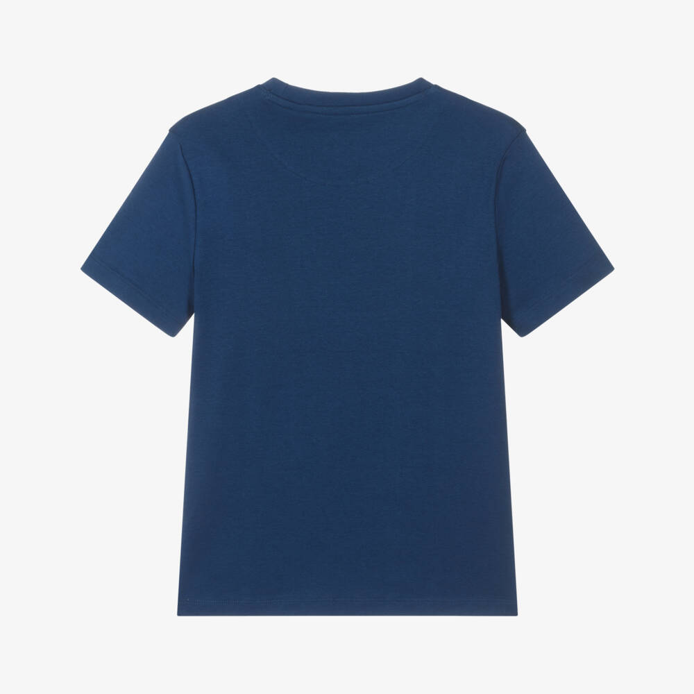 U.S. Polo Assn.-Boys Blue Cotton T-Shirt With Piping | Childrensalon Outlet