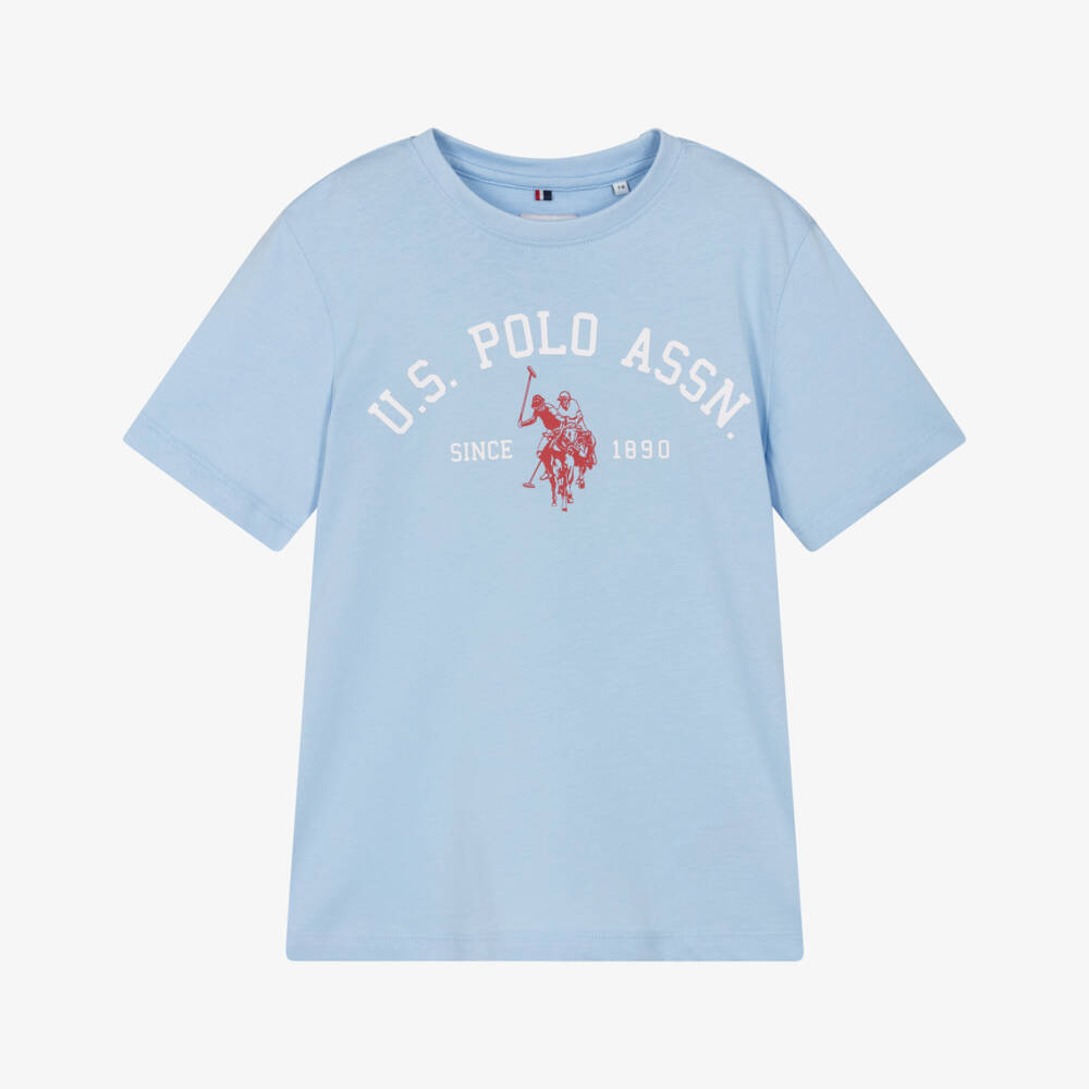 U.S. Polo Assn.-Boys Blue Cotton T-Shirt with White Arch Logo | Childrensalon Outlet