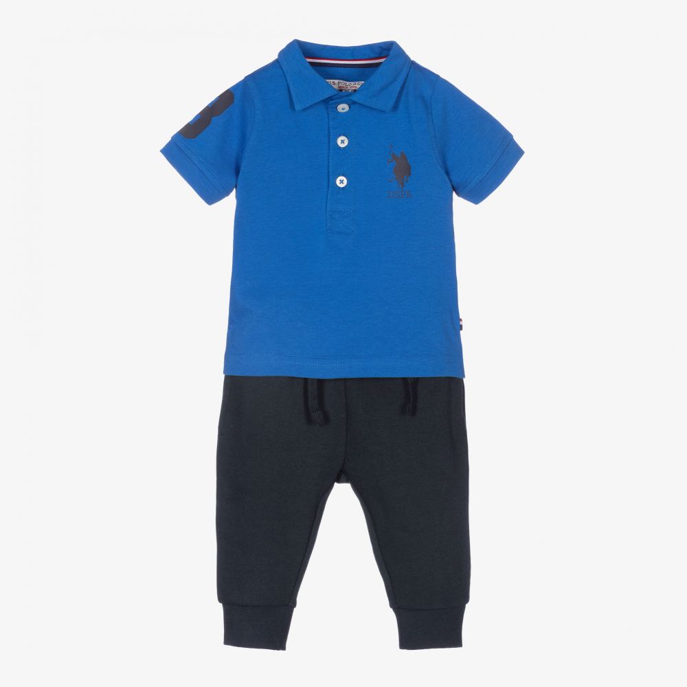 U.S. Polo Assn. - Boys Blue Cotton Trouser Set | Childrensalon