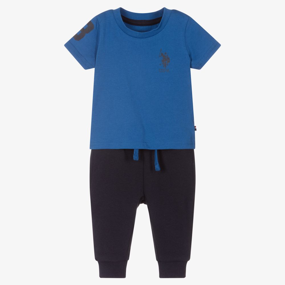 U.S. Polo Assn. - Boys Blue Cotton Trouser Set | Childrensalon