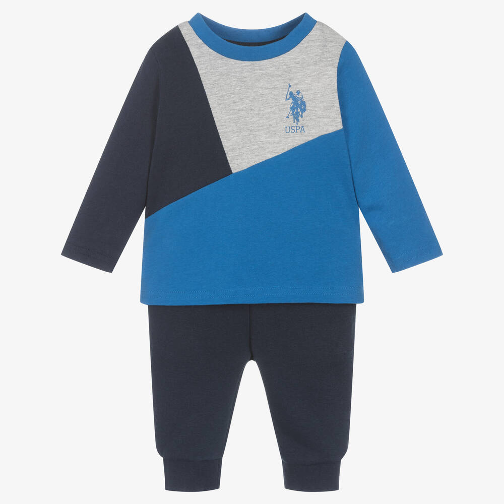 U.S. Polo Assn.-Boys Blue Cotton Trouser Set | Childrensalon Outlet
