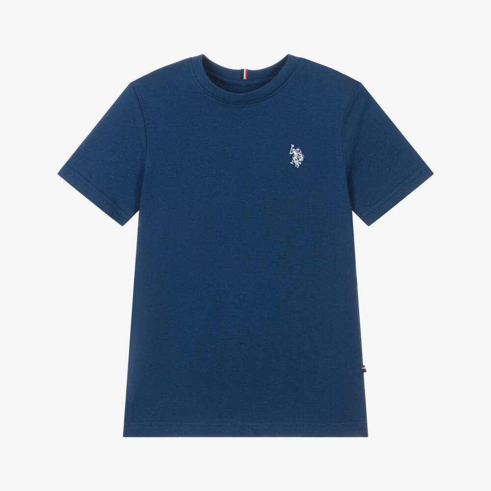 U.S. Polo Assn.-Boys Blue Double Horsemen Logo T-Shirt | Childrensalon Outlet