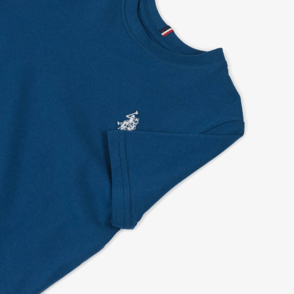 U.S. Polo Assn.-Boys Blue Double Horsemen Logo T-Shirt | Childrensalon Outlet