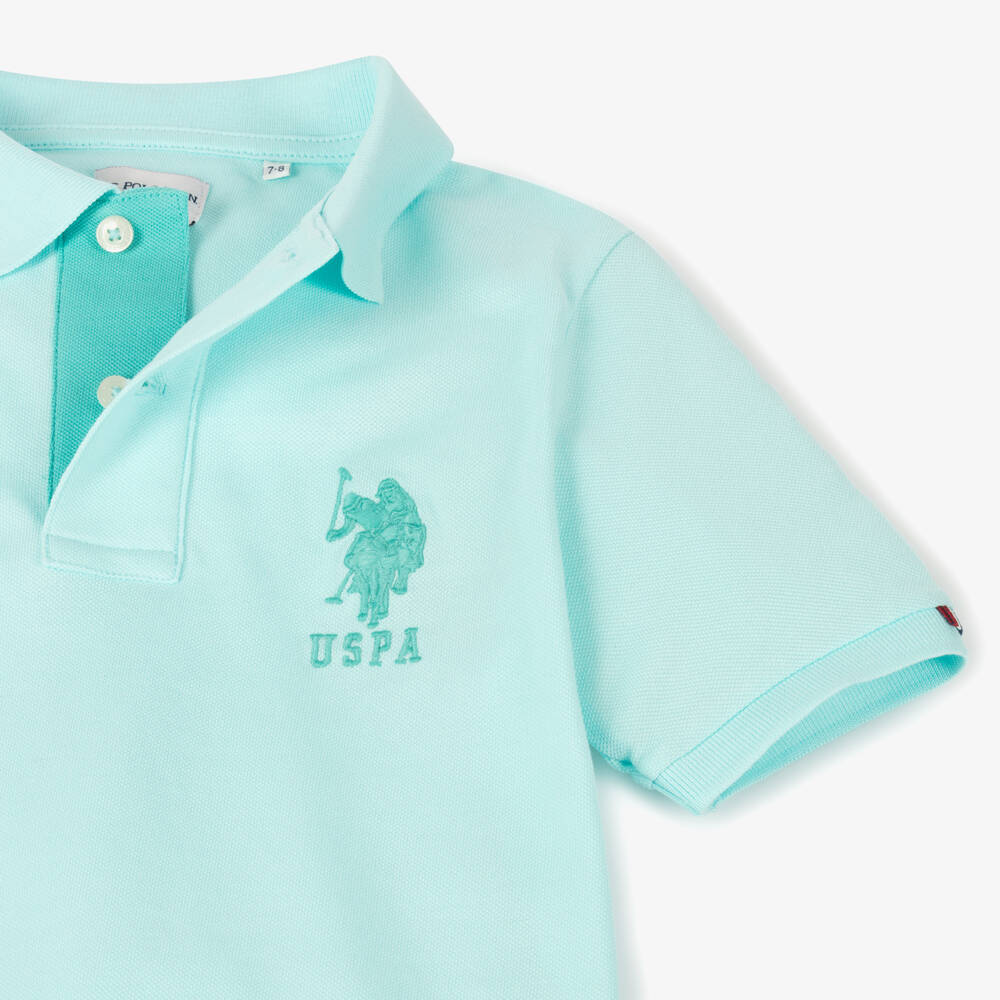 U.S. Polo Assn.-Boys Blue Embroidered Cotton Polo Shirt | Childrensalon Outlet