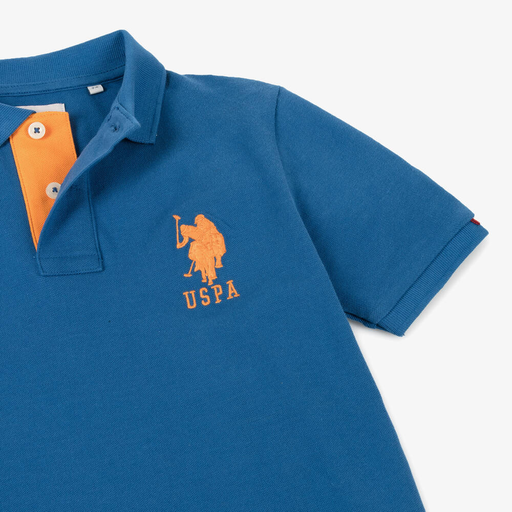 U.S. Polo Assn. - Boys Blue Embroidered Cotton Polo Shirt