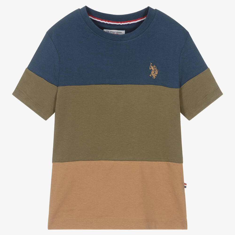 U.S. Polo Assn. - Boys Blue & Green Cotton T-Shirt | Childrensalon