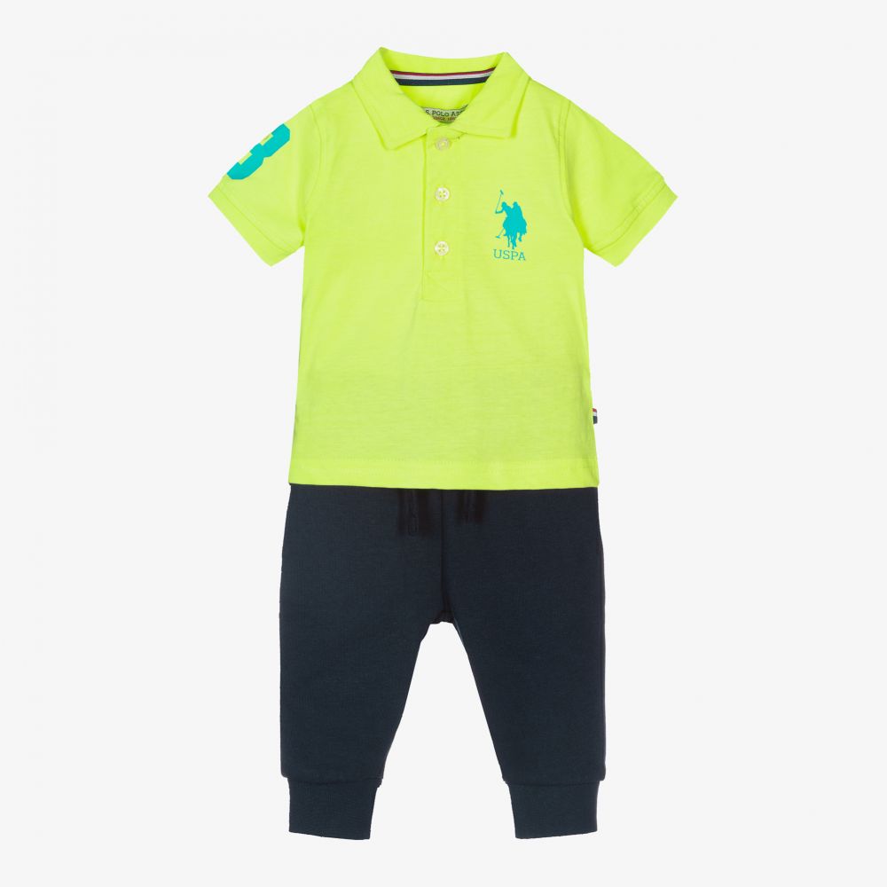 U.S. Polo Assn.-Boys Blue & Green Trouser Set | Childrensalon Outlet