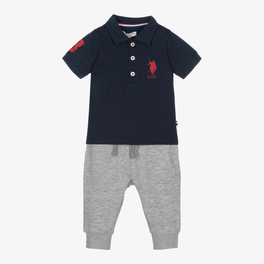 U.S. Polo Assn. - Boys Blue & Grey Trouser Set | Childrensalon