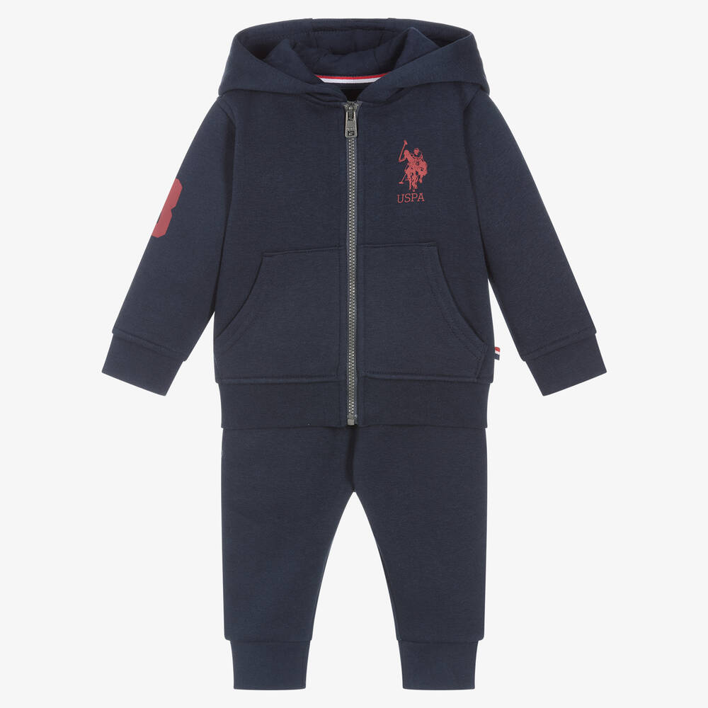 U.S. Polo Assn. Boys Blue Hooded Logo Tracksuit Childrensalon Outlet
