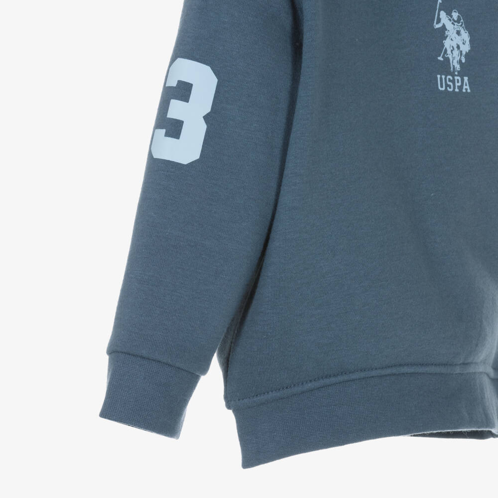 U.S. Polo Assn.-Boys Blue Jersey Tracksuit with Double Horseman Logos | Childrensalon Outlet