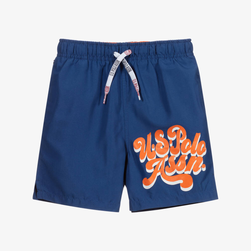 U.S. Polo Assn.-Boys Blue Logo Swim Shorts | Childrensalon Outlet