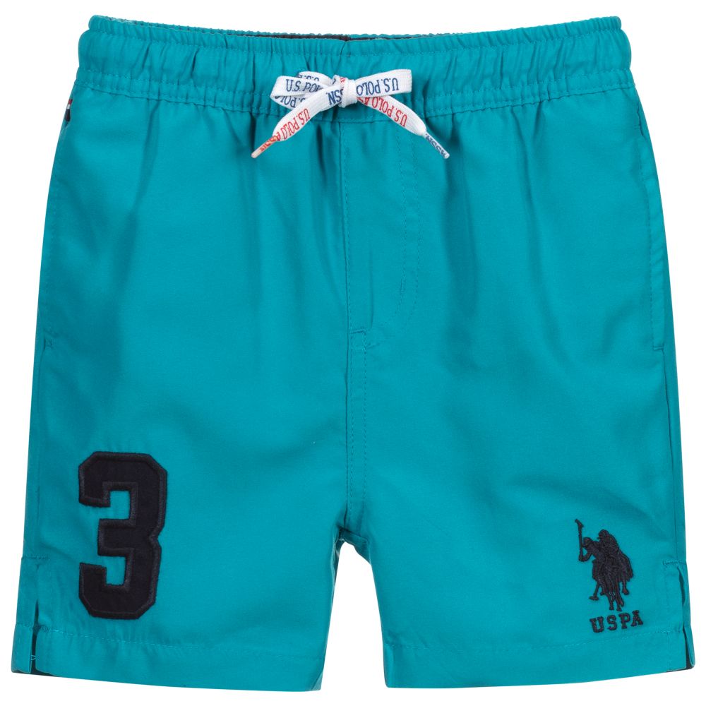 U.S. Polo Assn. - Boys Blue Logo Swim Shorts | Childrensalon