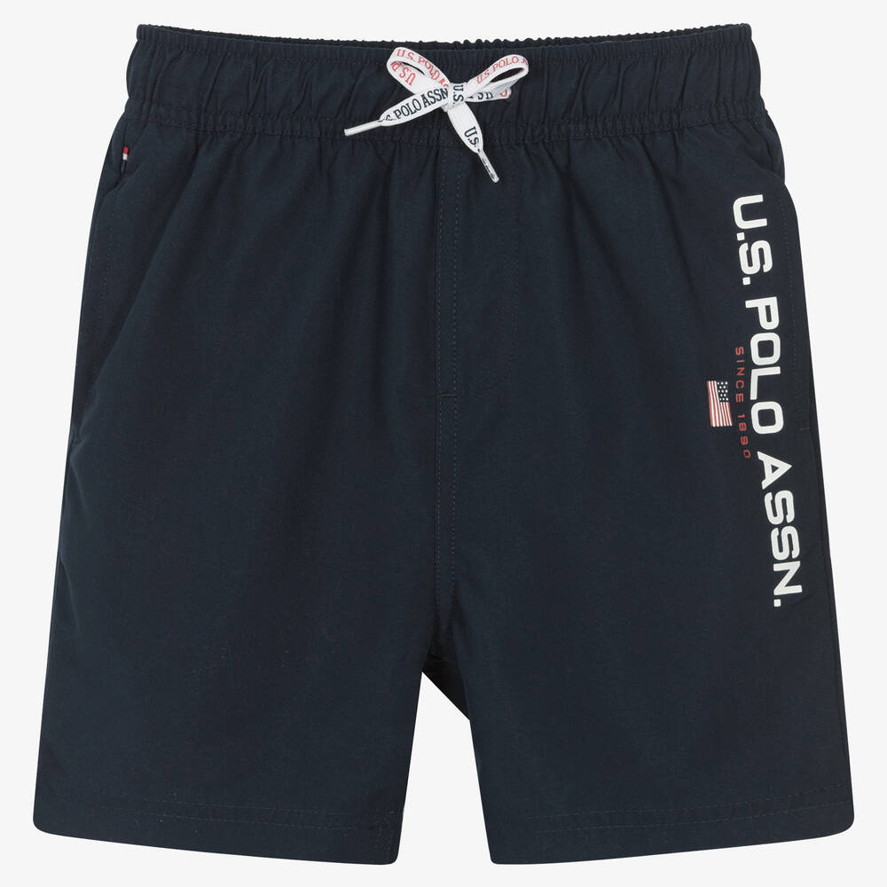 U.S. Polo Assn. - Boys Blue Logo Swim Shorts | Childrensalon