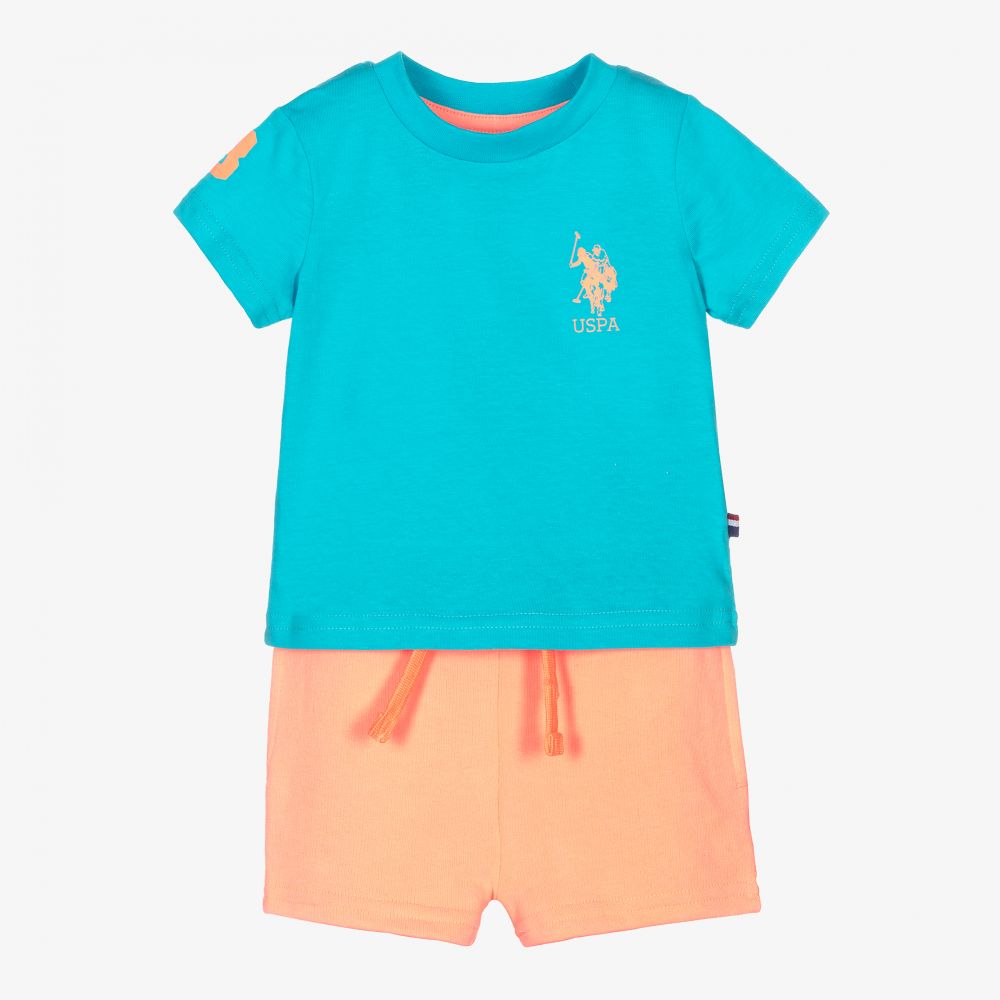 U.S. Polo Assn. - Boys Blue & Orange Shorts Set | Childrensalon