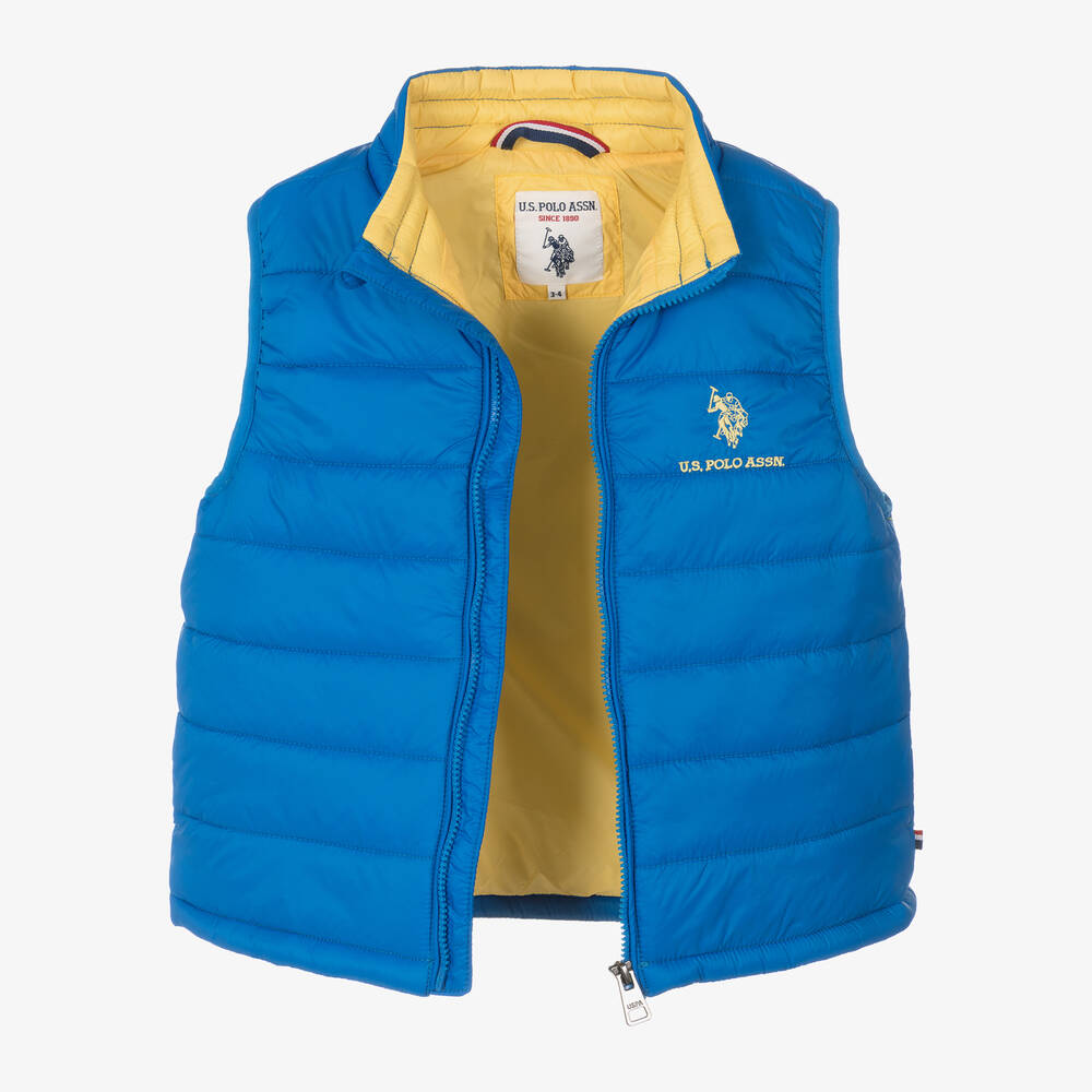 U.S. Polo Assn.-Boys Blue Puffer Gilet | Childrensalon Outlet