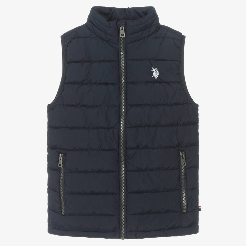 U.S. Polo Assn. - Boys Blue Puffer Gilet Jacket | Childrensalon