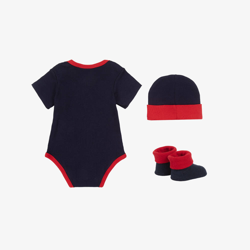 U.S. Polo Assn.-Boys Blue & Red Cotton Babysuit Set | Childrensalon Outlet