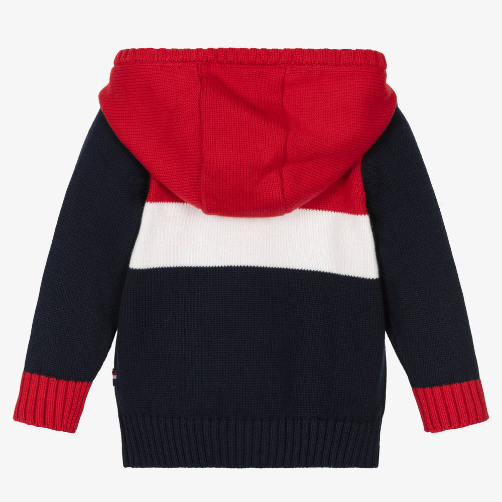 U.S. Polo Assn.-Boys Blue & Red Hooded Knit Sweater | Childrensalon Outlet