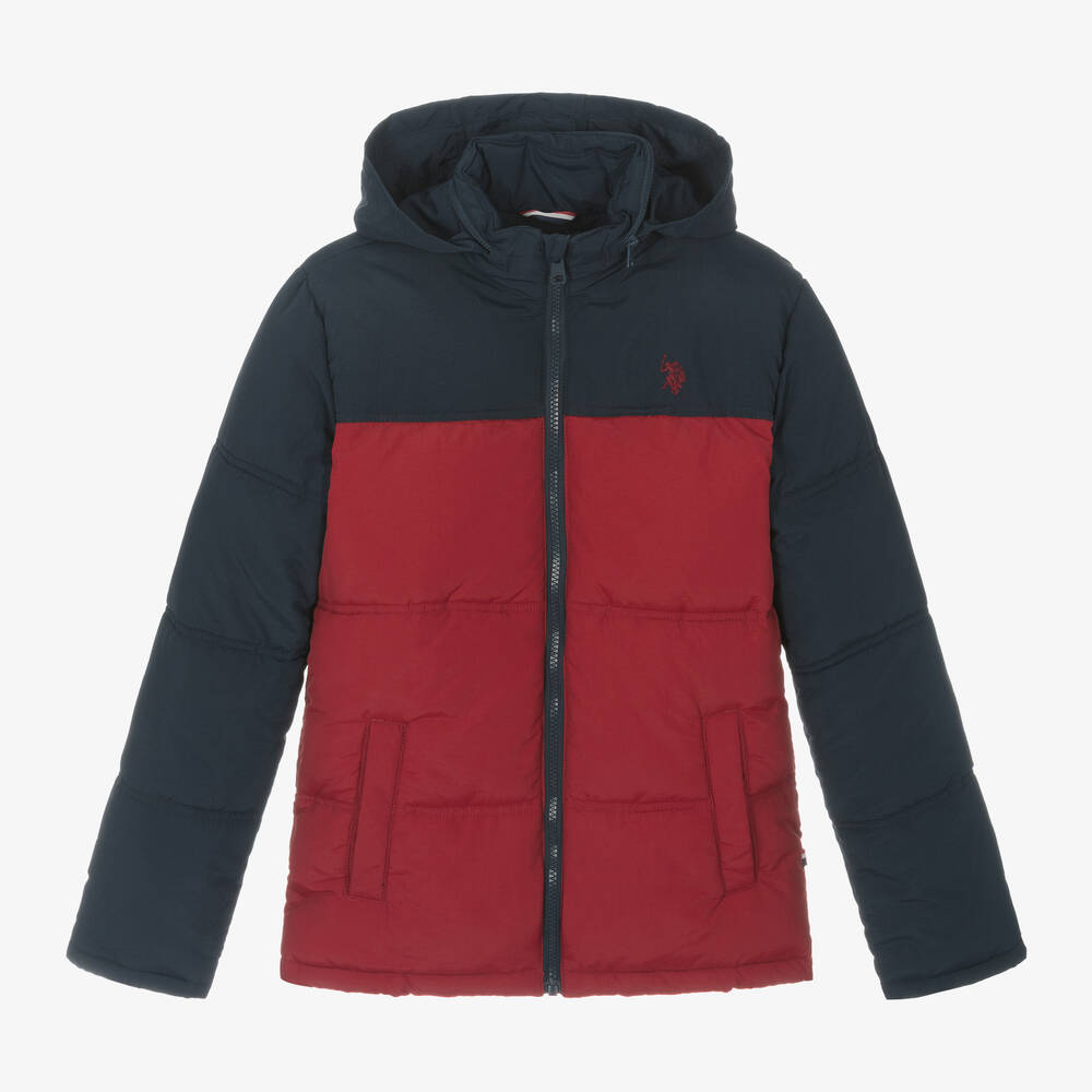 U.S. Polo Assn. Boys Blue Red Puffer Jacket Childrensalon Outlet