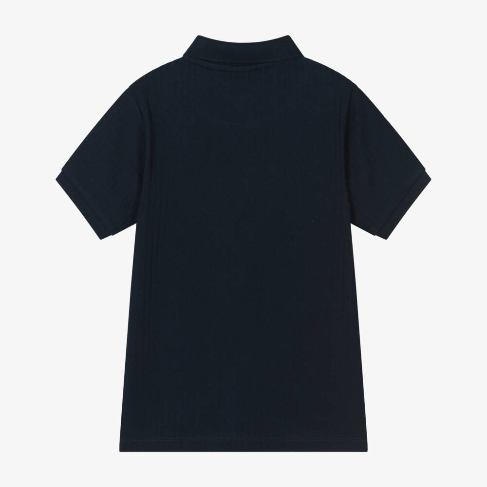 U.S. Polo Assn.-Boys Blue Ribbed Jersey Polo Shirt | Childrensalon Outlet