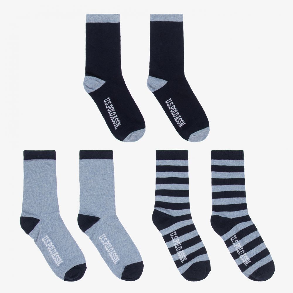 U.S. Polo Assn. - Boys Blue Socks (3 Pack) | Childrensalon