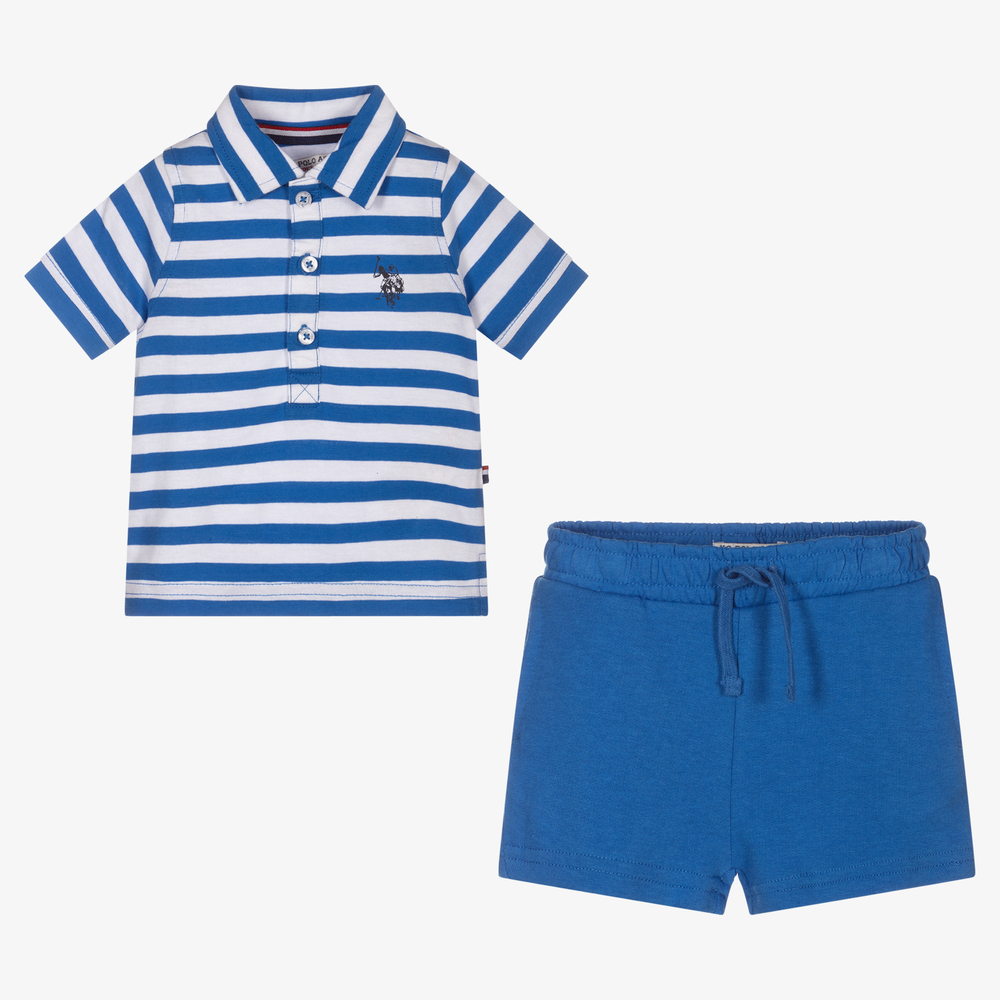 U.S. Polo Assn.-Boys Blue Striped Shorts Set | Childrensalon Outlet