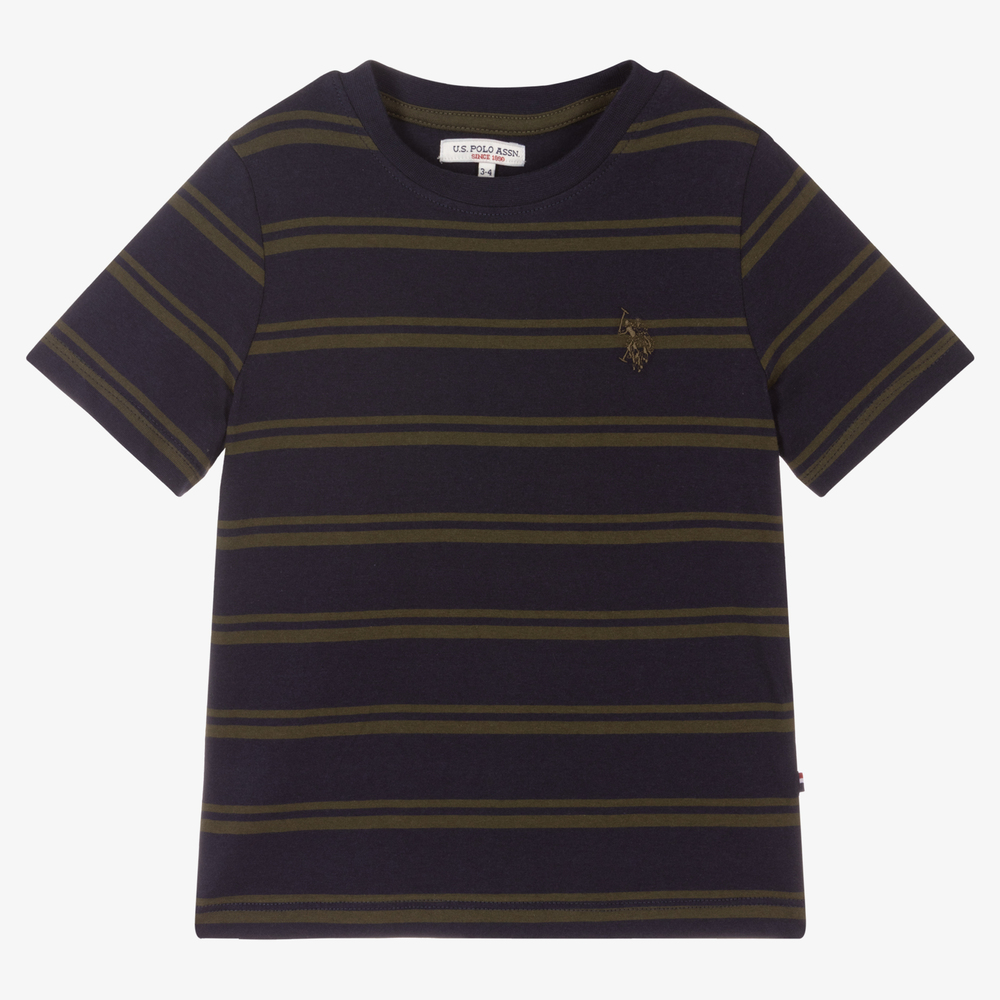 U.S Polo Assn Boys Short Sleeve Striped Woven Shirt