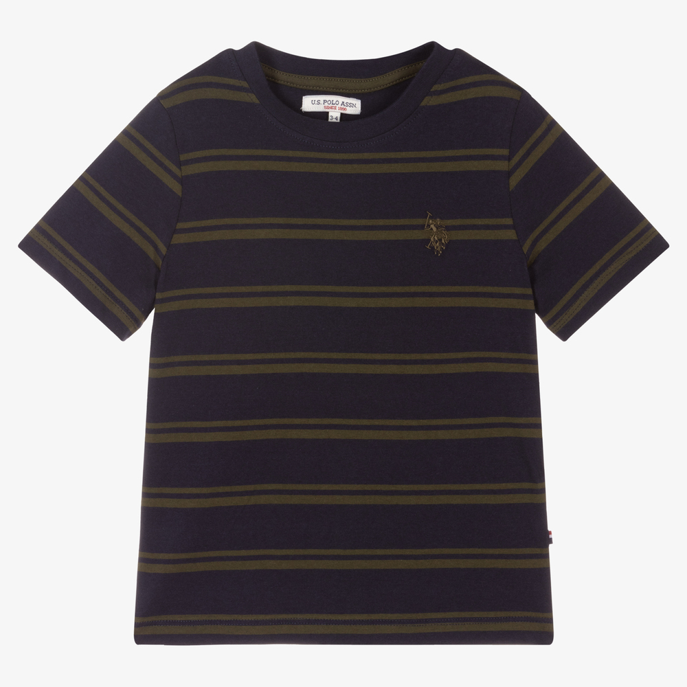 U.S. Polo Assn.-Boys Blue Striped T-Shirt | Childrensalon Outlet