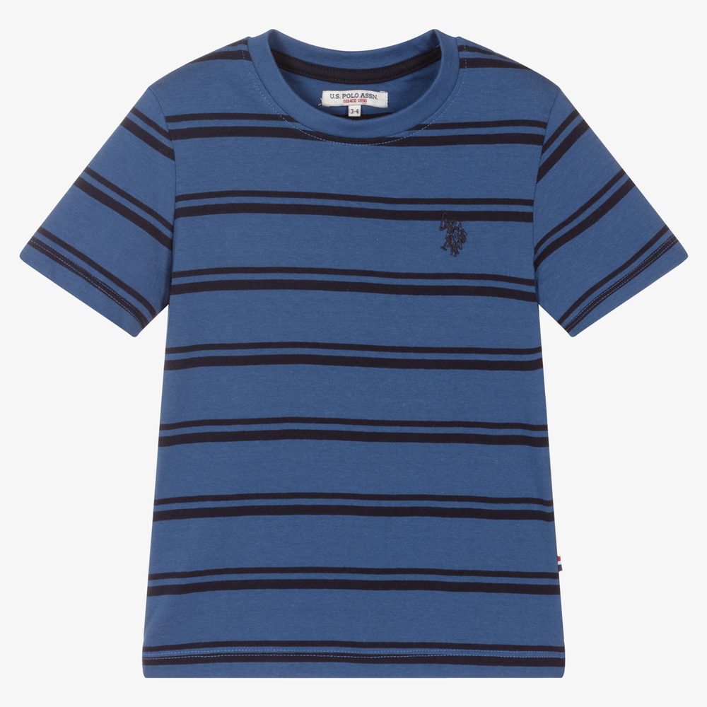 U.S. Polo Assn. - Boys Blue Striped T-Shirt | Childrensalon