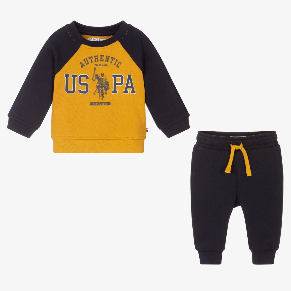 Blue and yellow polo sweat suit sales
