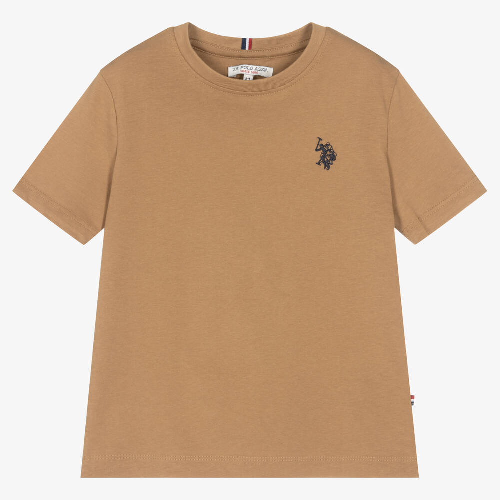 U.S. Polo Assn. - Boys Brown Cotton Jersey Logo T-Shirt | Childrensalon