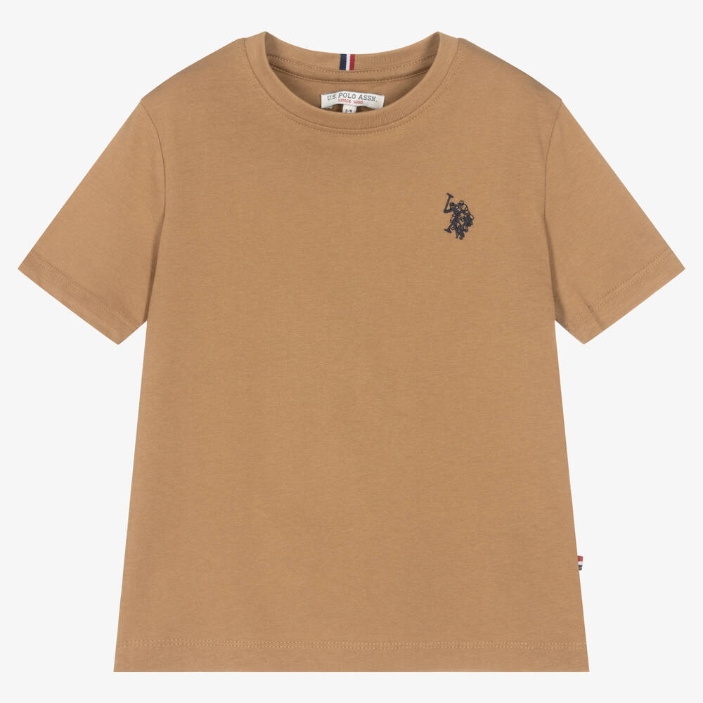U.S. Polo Assn.-Boys Brown Cotton Jersey Logo T-Shirt | Childrensalon Outlet