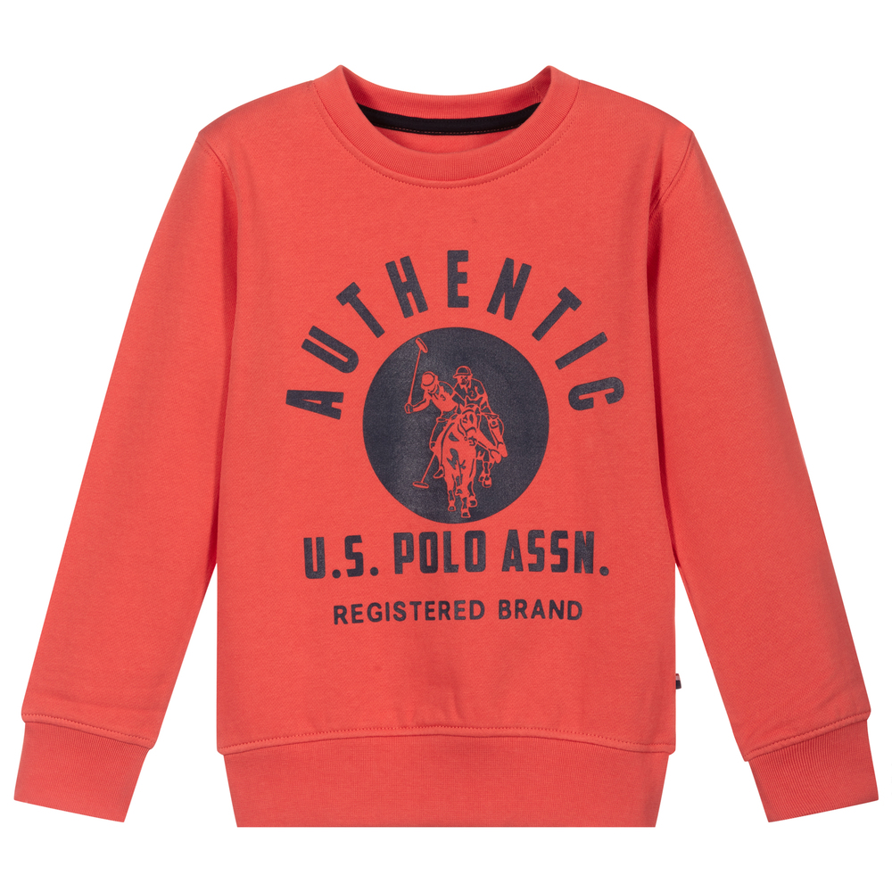 U.S. Polo Assn. - Boys Coral Red Logo Sweatshirt | Childrensalon