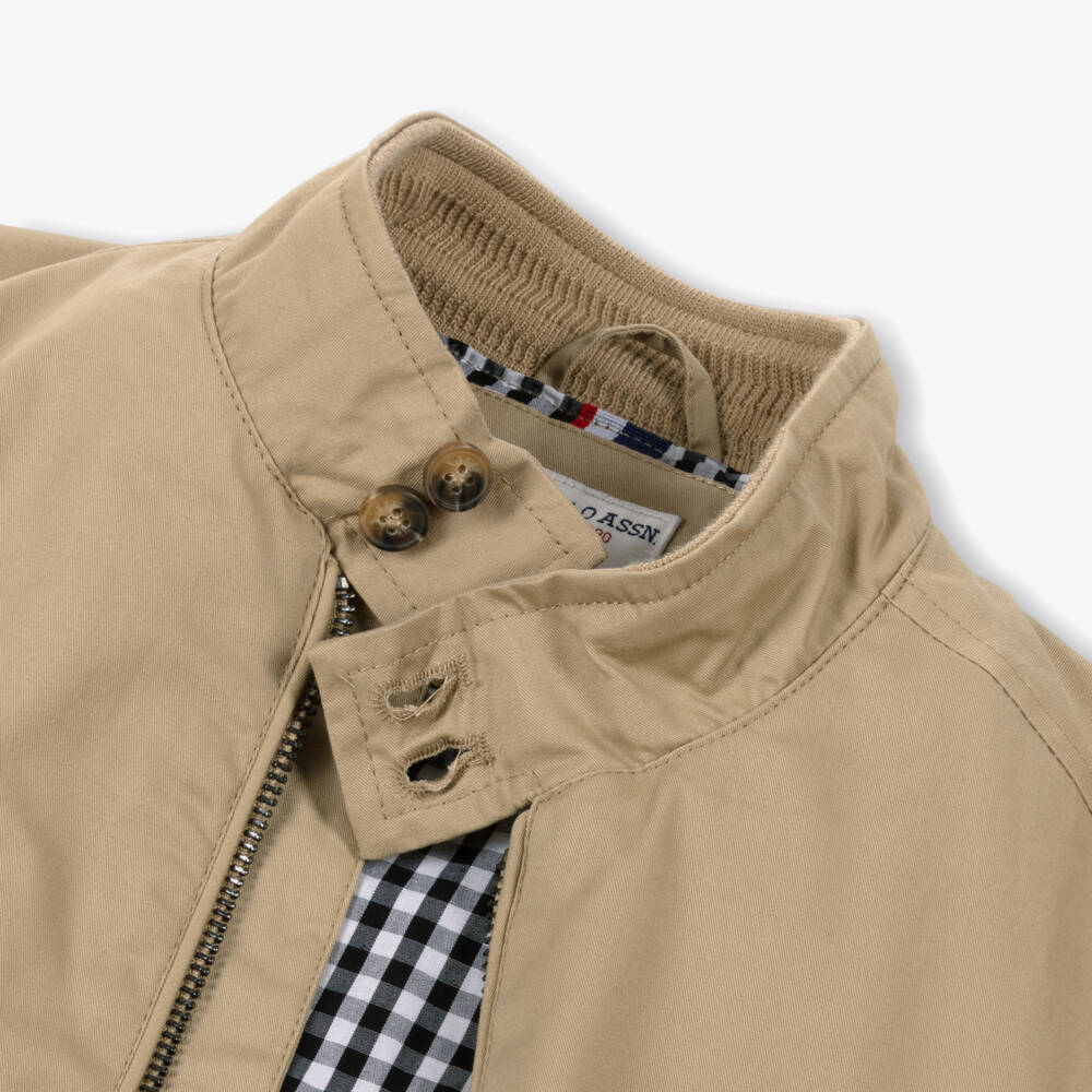 U.S. Polo Assn.-Boys Dark Beige Cotton Twill Jacket | Childrensalon Outlet