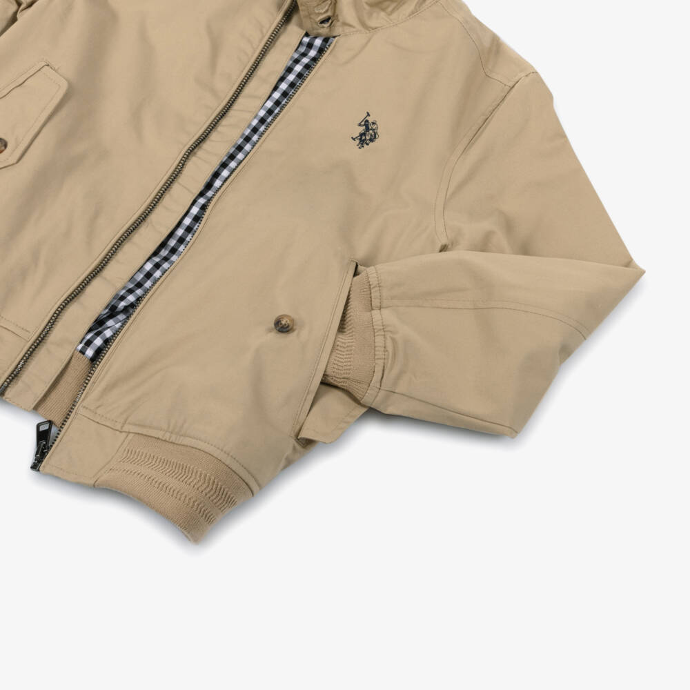 U.S. Polo Assn.-Boys Dark Beige Cotton Twill Jacket | Childrensalon Outlet