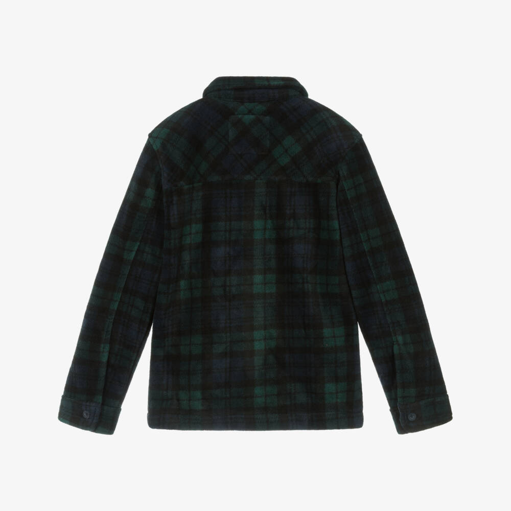 U.S. Polo Assn.-قميص فلانيل كاروهات لون أخضر داكن وأزرق للأولاد | Childrensalon Outlet