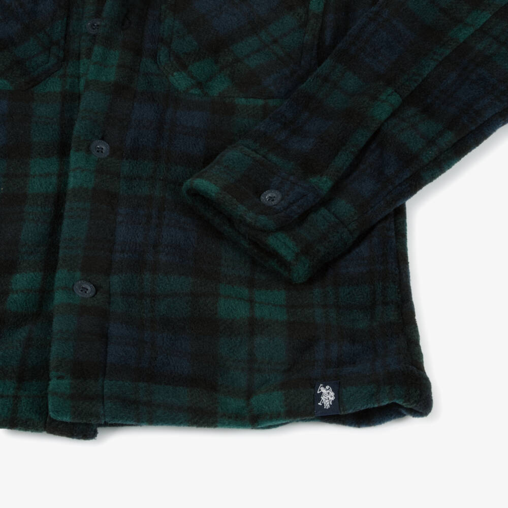 U.S. Polo Assn.-قميص فلانيل كاروهات لون أخضر داكن وأزرق للأولاد | Childrensalon Outlet