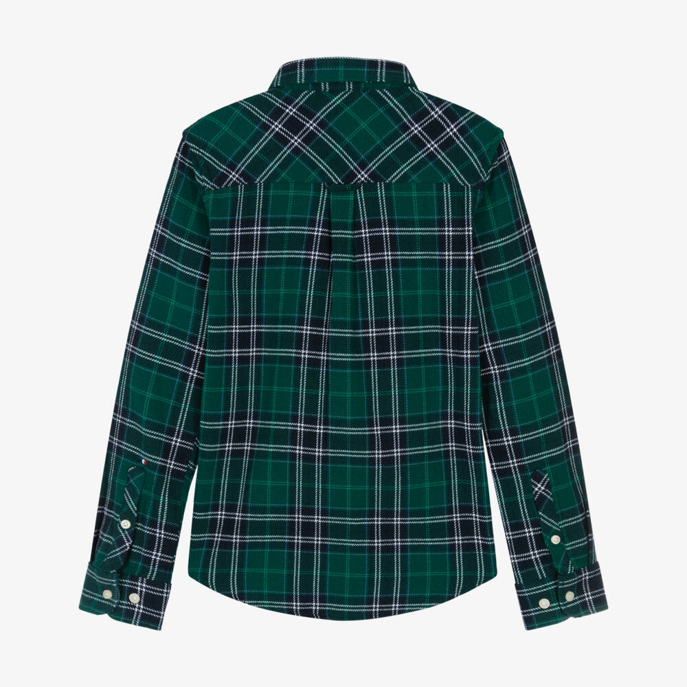 U.S. Polo Assn.-Boys Dark Green & Blue Tartan Check Cotton Shirt | Childrensalon Outlet