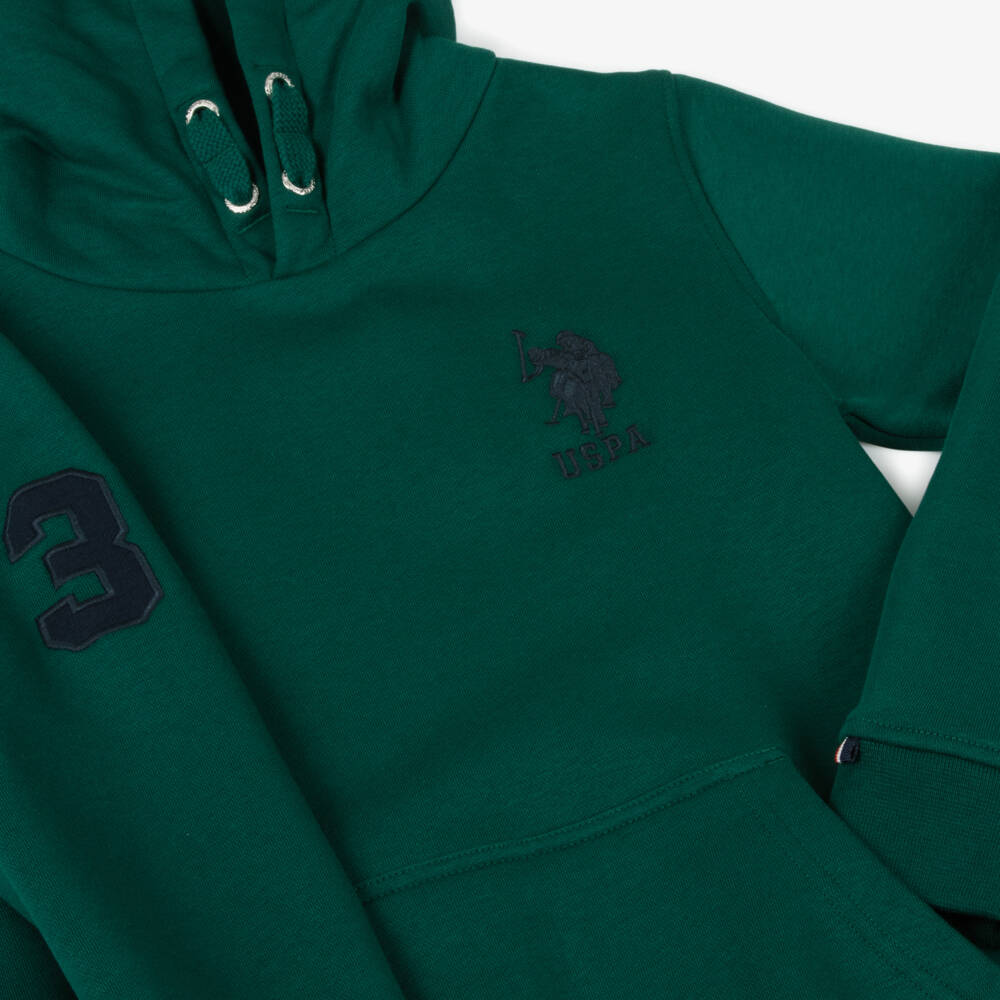 U.S. Polo Assn.-Boys Dark Green Cotton Jersey Hoodie | Childrensalon Outlet
