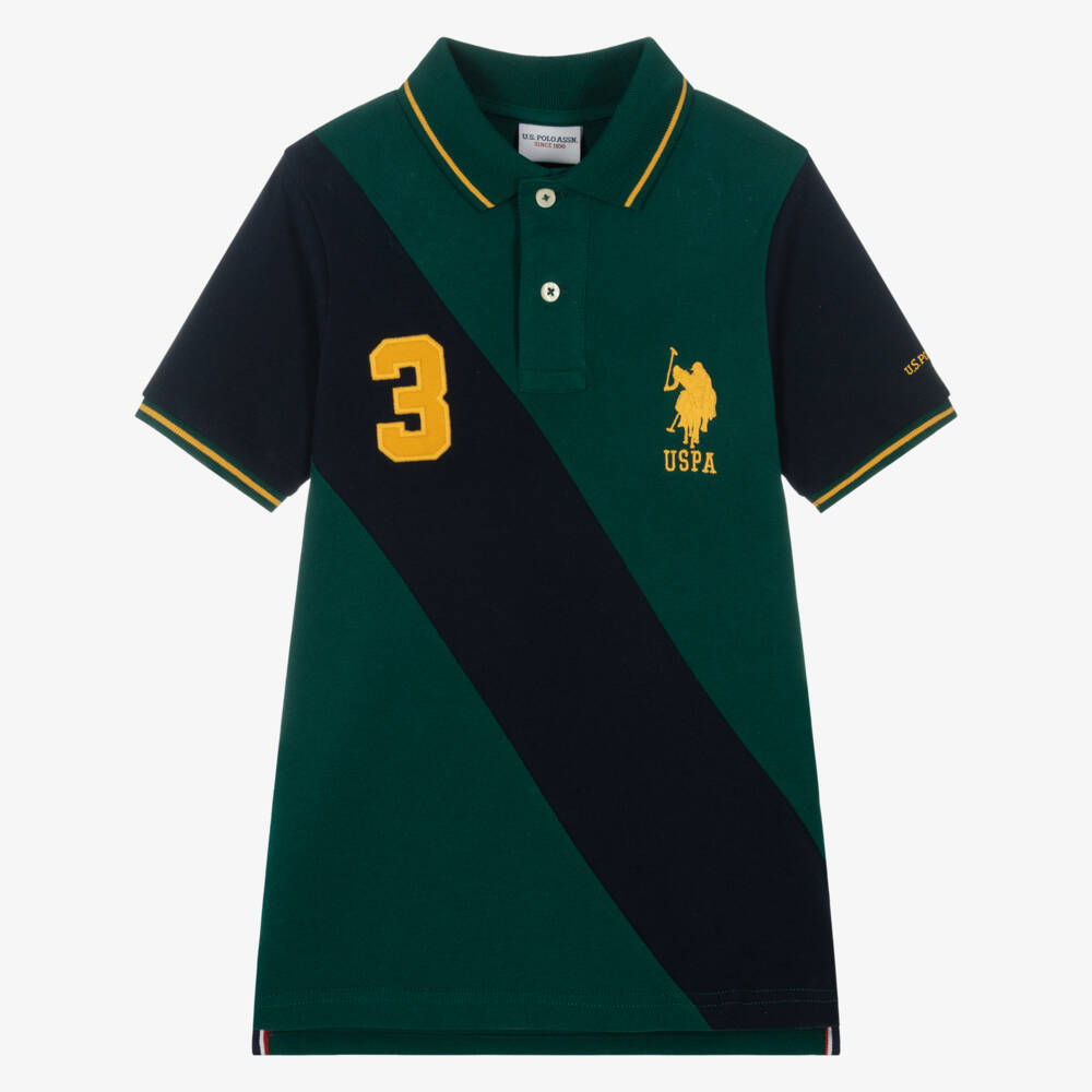 U.S. Polo Assn.-Boys Dark Green Cotton Piqué Polo Shirt | Childrensalon Outlet