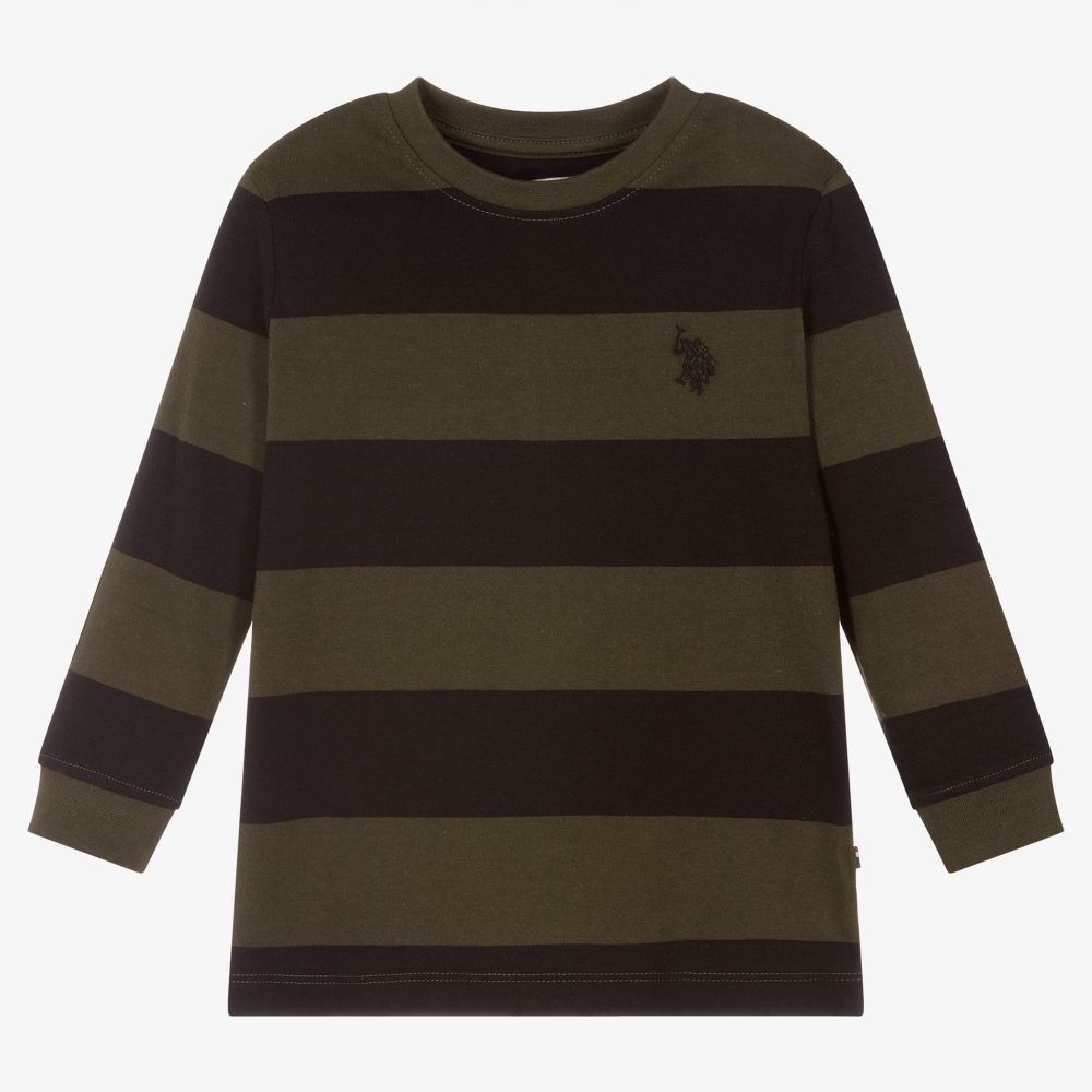 U.S. Polo Assn.-Boys Green & Blue Striped Top | Childrensalon Outlet