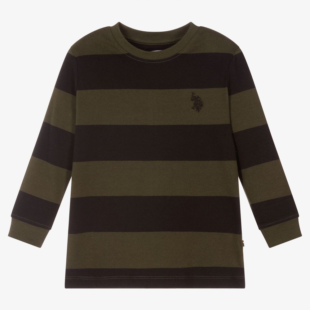 U.S. Polo Assn. - Boys Green & Blue Striped Top | Childrensalon