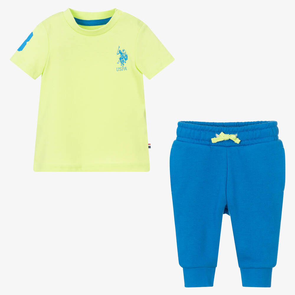 U.S. Polo Assn.-Boys Green & Blue Trouser Set | Childrensalon Outlet