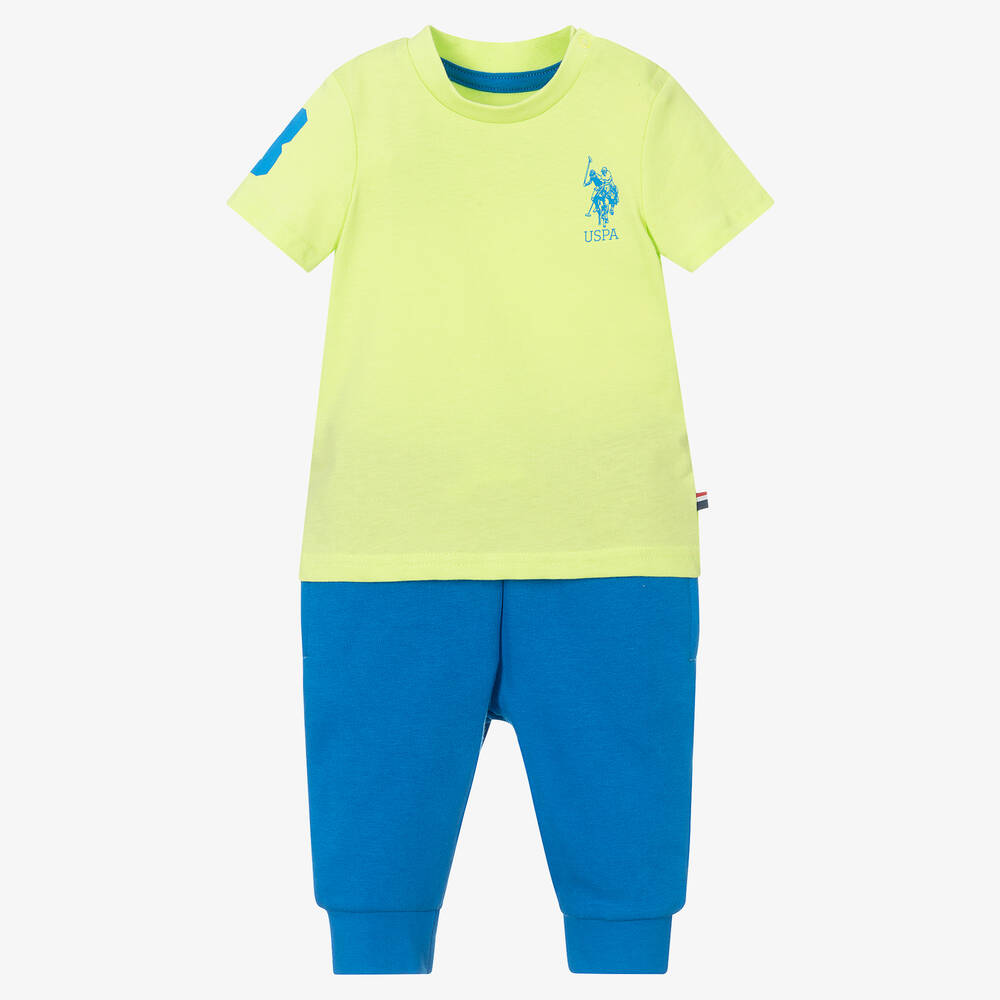 U.S. Polo Assn. - Boys Green & Blue Trouser Set | Childrensalon
