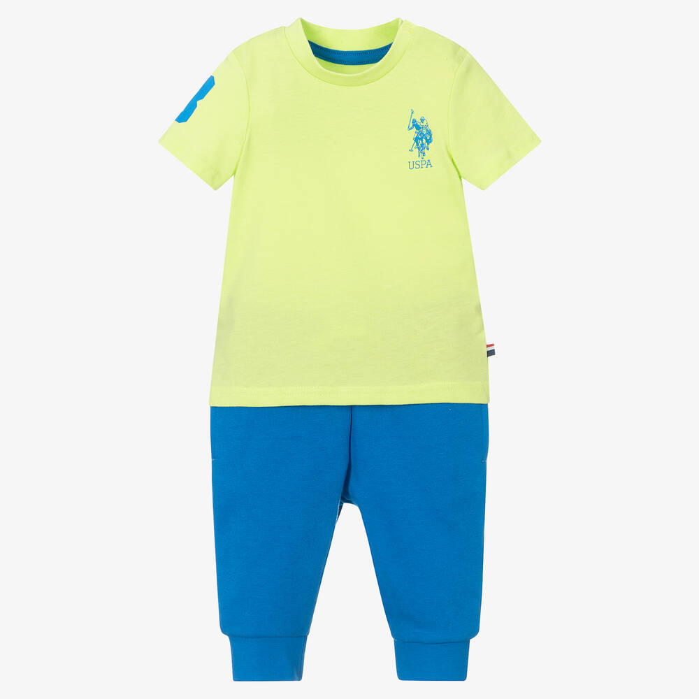 U.S. Polo Assn.-Boys Green & Blue Trouser Set | Childrensalon Outlet