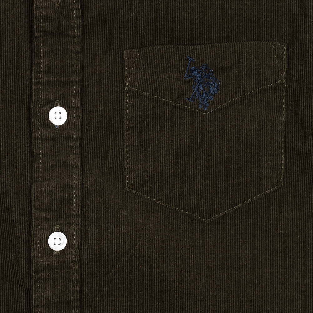 U.S. Polo Assn.-Boys Green Corduroy Logo Shirt | Childrensalon Outlet