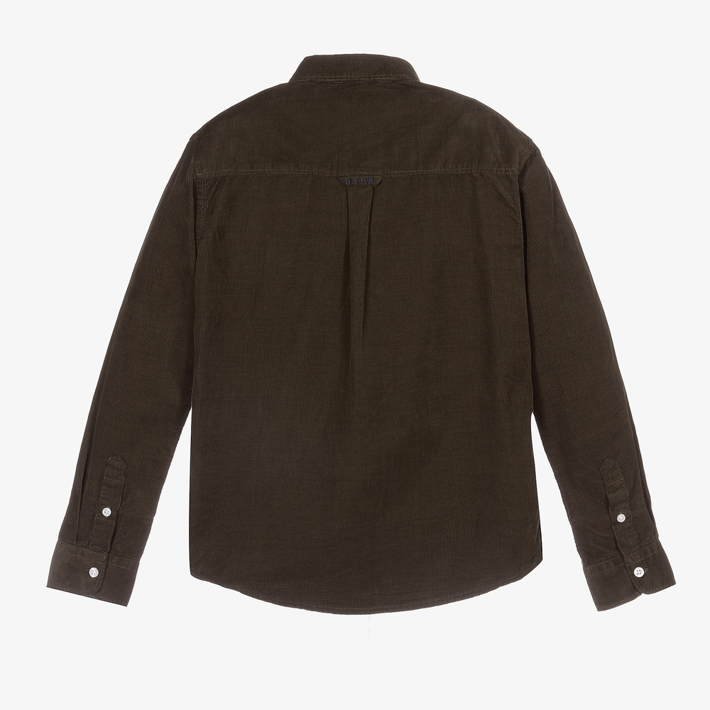 U.S. Polo Assn.-Boys Green Corduroy Logo Shirt | Childrensalon Outlet