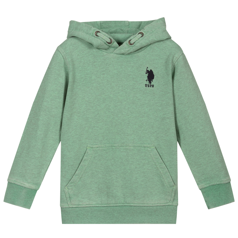U.S. Polo Assn. Boys Green Cotton Logo Hoodie Childrensalon Outlet