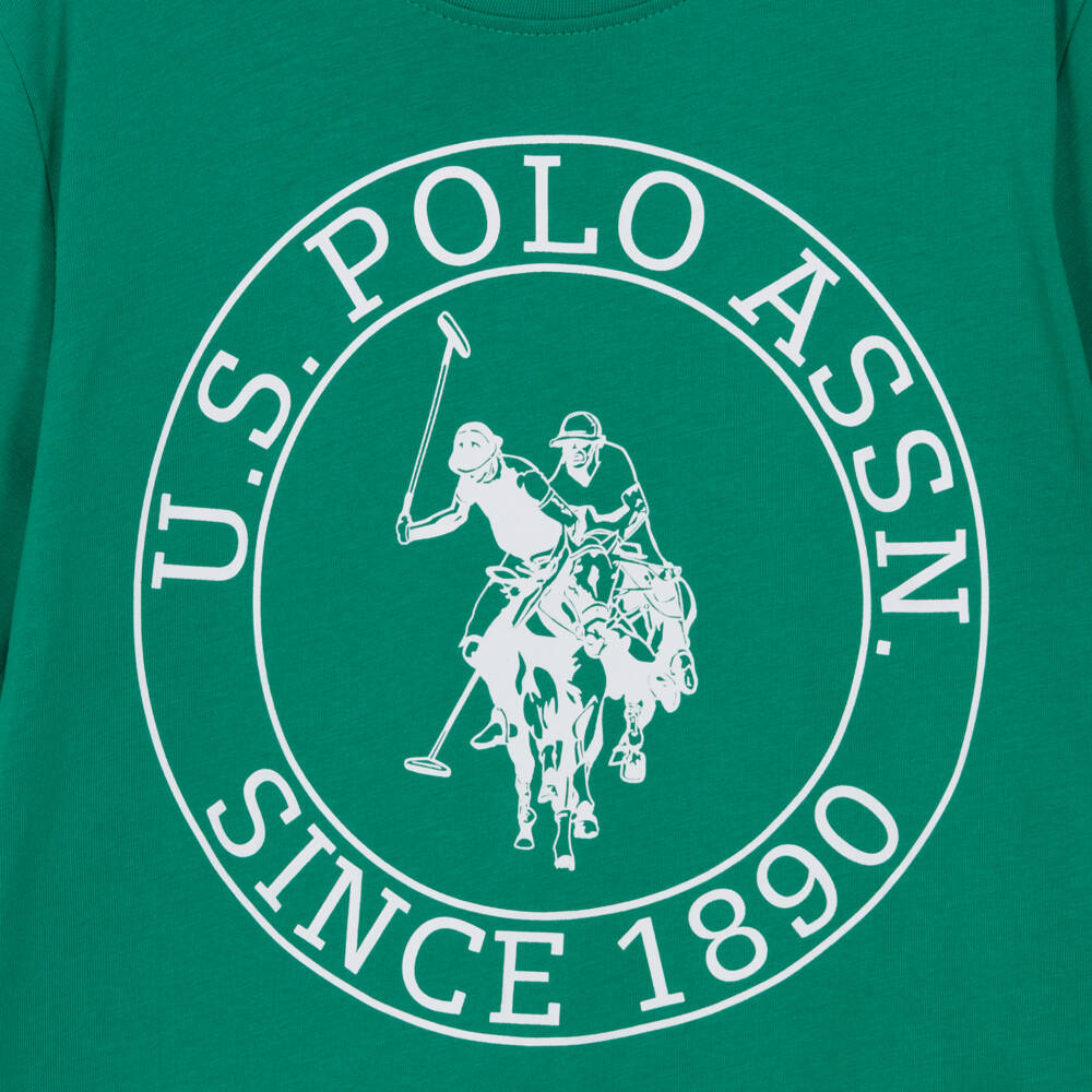 U.S. Polo Assn.-Boys Green Cotton T-Shirt with Circle Logo | Childrensalon Outlet